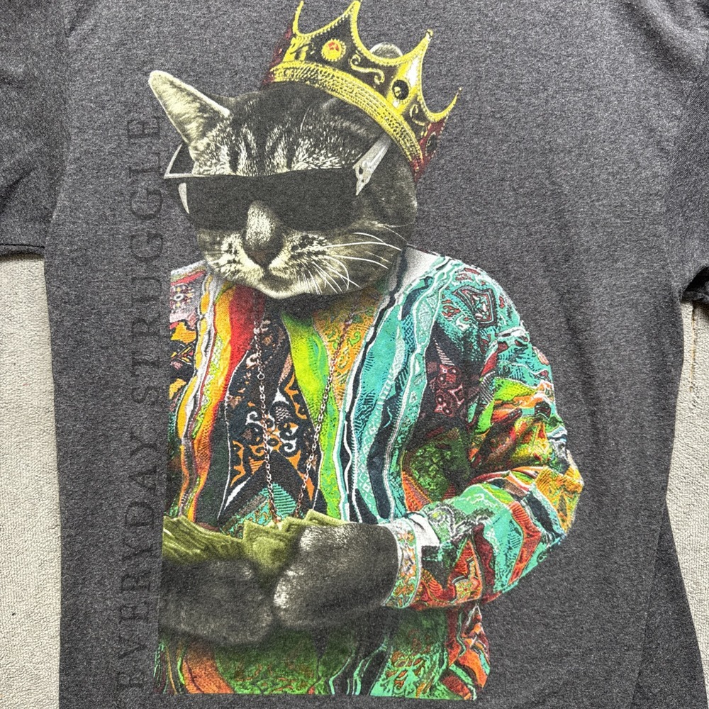 Everyday Struggles Cat Shirt Mens M Gray Biggie Smalls Notorious B.I.G. Royal